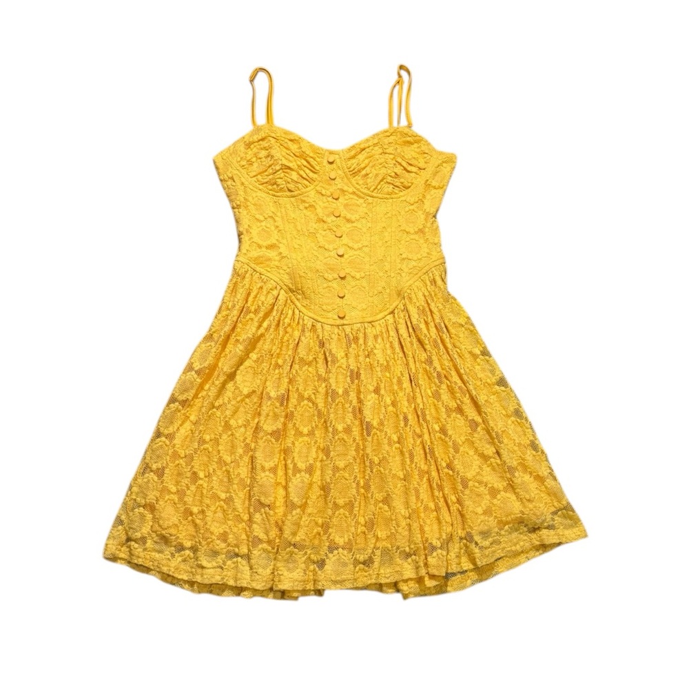 Cherley Daisy Pattern Lace Cinch Waist Slip Mini Dress